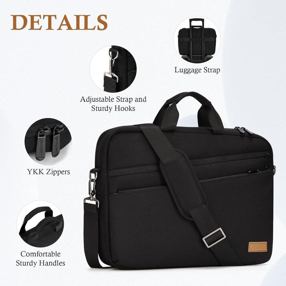 Stylish Nylon Laptop Shoulder Bag with Ample Storage for 15-17.3 inch Models - Picture 6 of 12